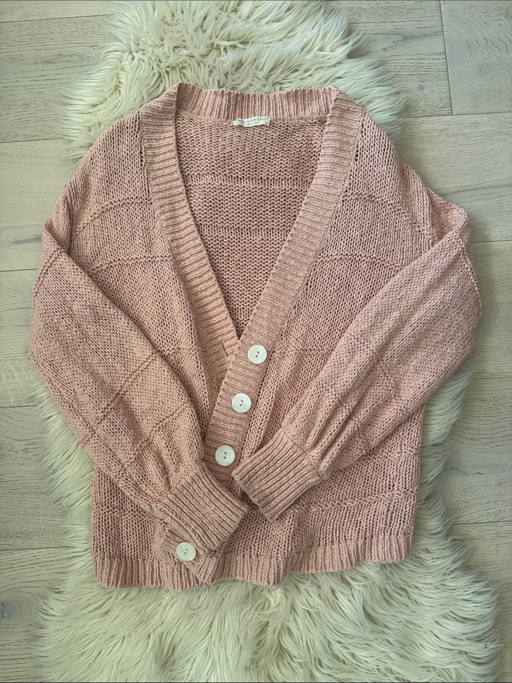 Spell Dusty Rose Button-Front Knit Cardigan